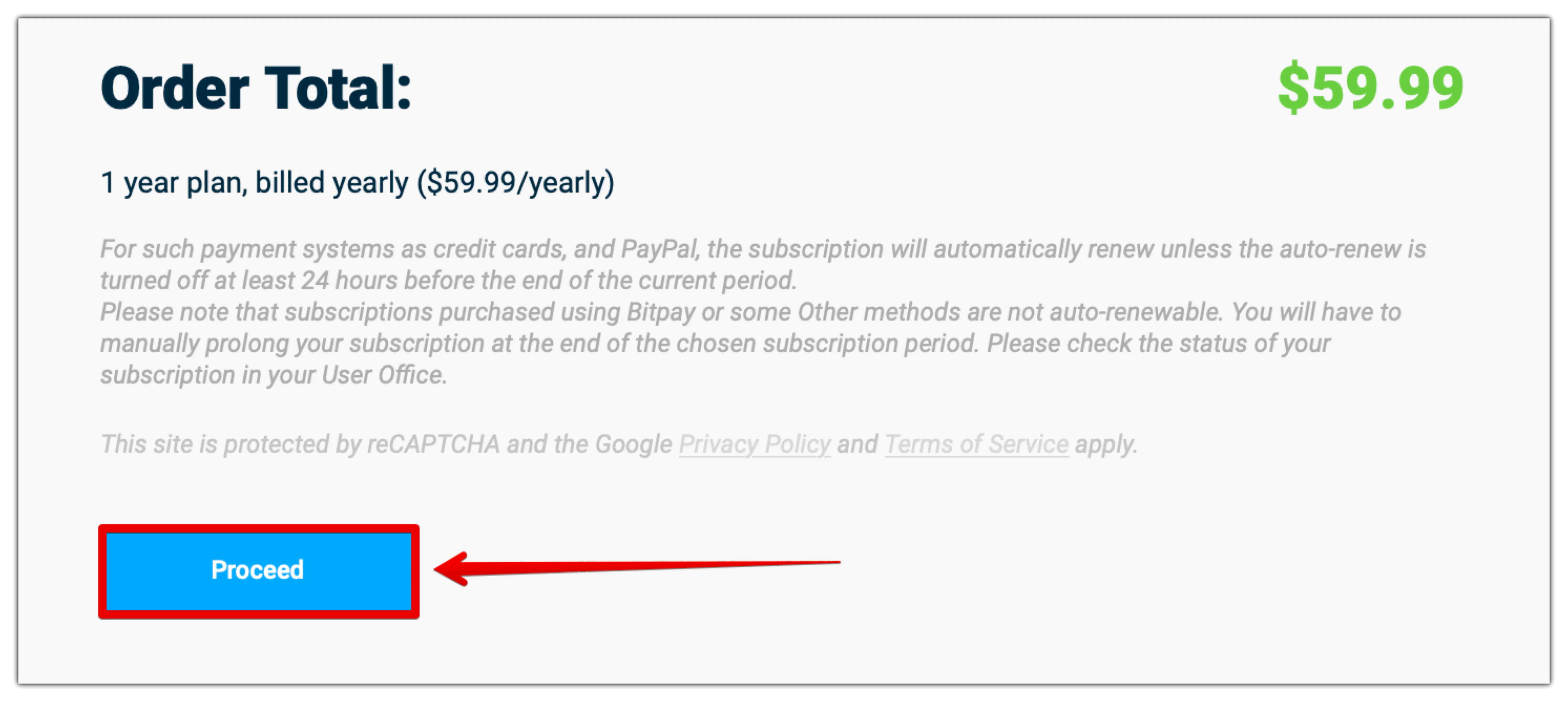 7. Click Proceed.