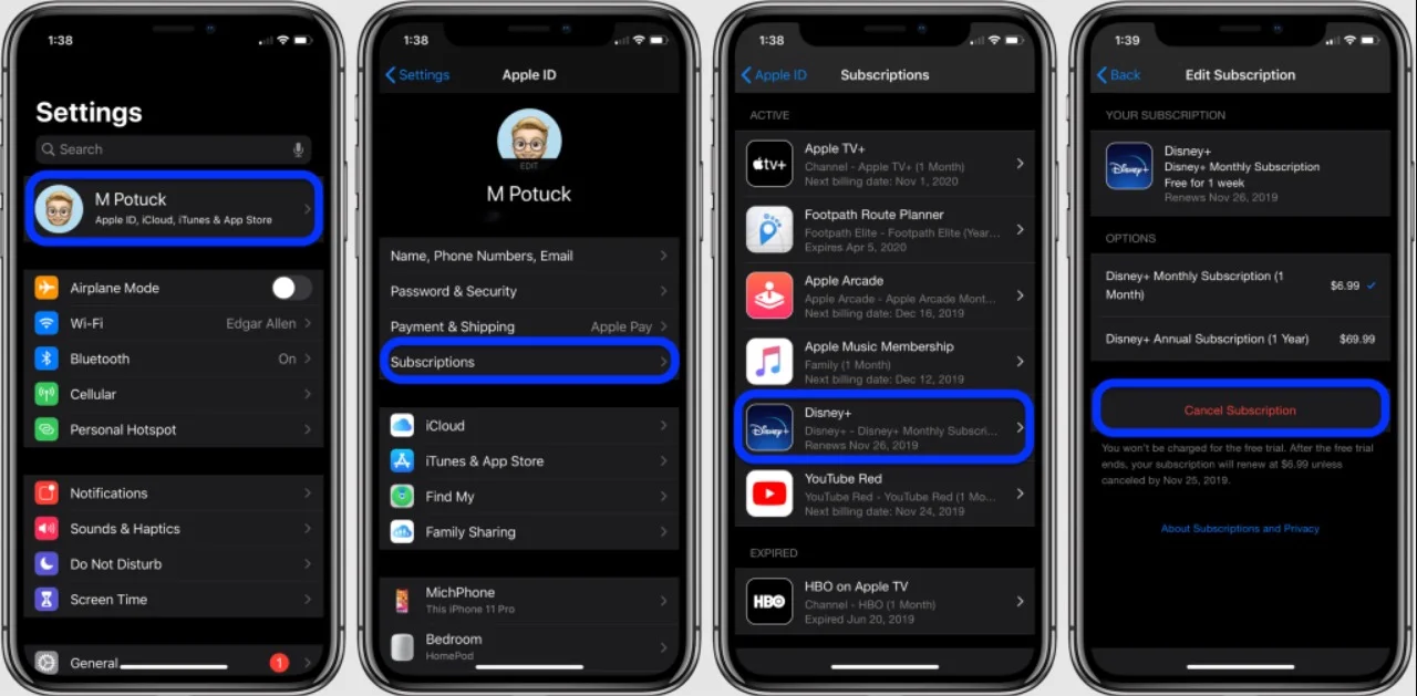 Cancel on Iphone