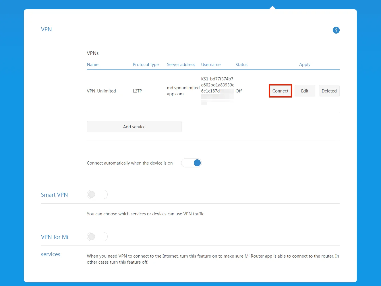 Connect to a VPN server on your Xiaomi router