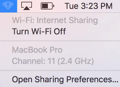 How to share VPN connection over WiFi using Mac - Internet Sharing status
